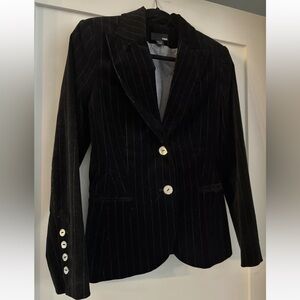 Black H&M velvet blazer white pinstripe size 4